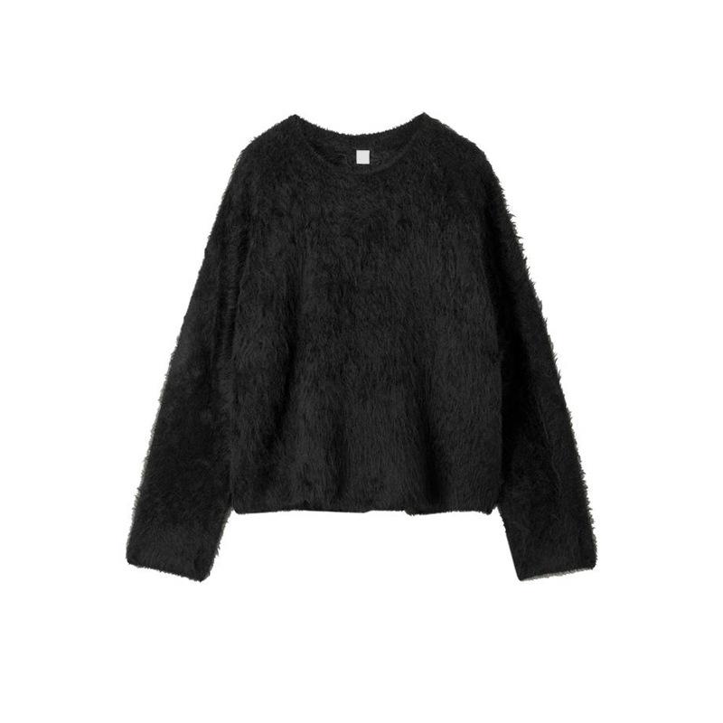 Longmei Women's Loose Knit Sweater - 2026 Autumn/Winter New Arrival, Round Neck, Long Sleeve, Casual Style