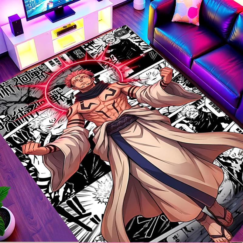Jujutsu Kaisen Print Rug, Washable Floor Carpet, For Entryway Dorm Laundry Room Office Study, Home Decor Birthday Christmas Gift