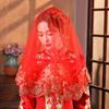 Lace Gold Embroidery Red Bridal Veil Gauze Wedding Head Cover Xiuhe Dress Veil  Wedding Photos