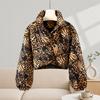 Winter new imitation fox fur collar bubble sleeves down cotton clothes women's short fashion loose thickened coat