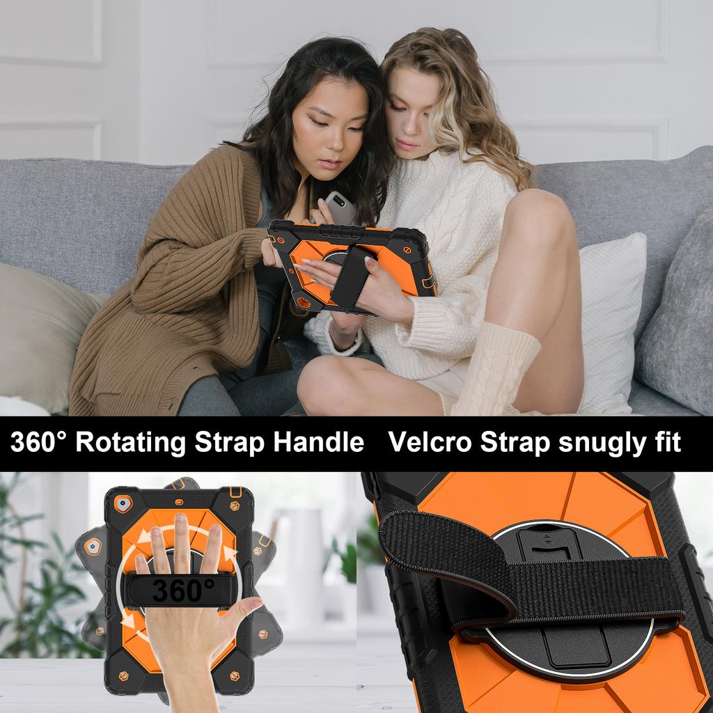 360 Rotatable Hybrid Case for IPad 10.2 2019 2020 2021 7th 8th 9th Generation Armor Stand Cover with Hand Shoulder Strap 3-Layer