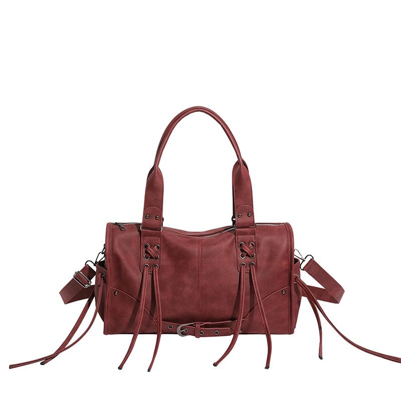 Suede Tote Bag Women's Fashion Shoulder Bag with Lace Up Detail and Adjustable Crossbody Strap