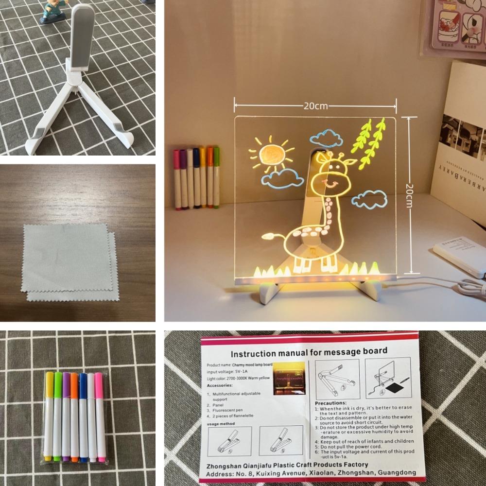 Acrylic Colorful LED Writing Board Erasable Kids Drawing Board USB Message Board  DIY