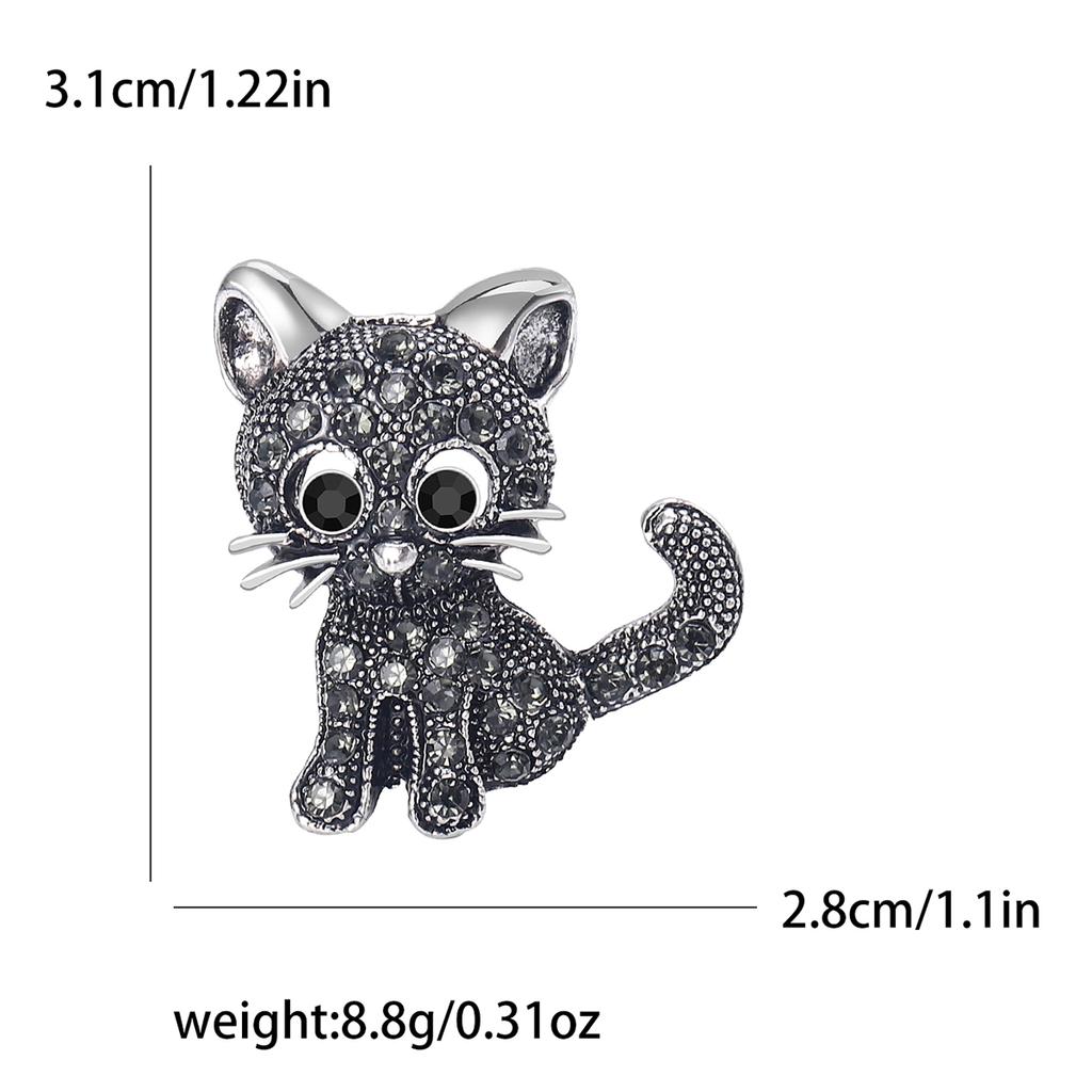 Enamel Cat Pin for Women Unisex Rhinestone Cats Brooch Kitten Lapel Pins Banquet Party Backpack Gifts Jewelry Accessories