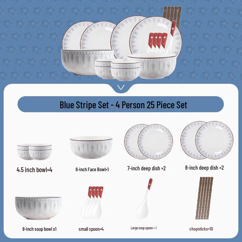 KANGMO 25-Piece Ceramic Dinnerware Set