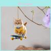 Acrylic Cartoon Cat Skateboard Car Pendant Eye-catching Interior Decoration For Vehicles