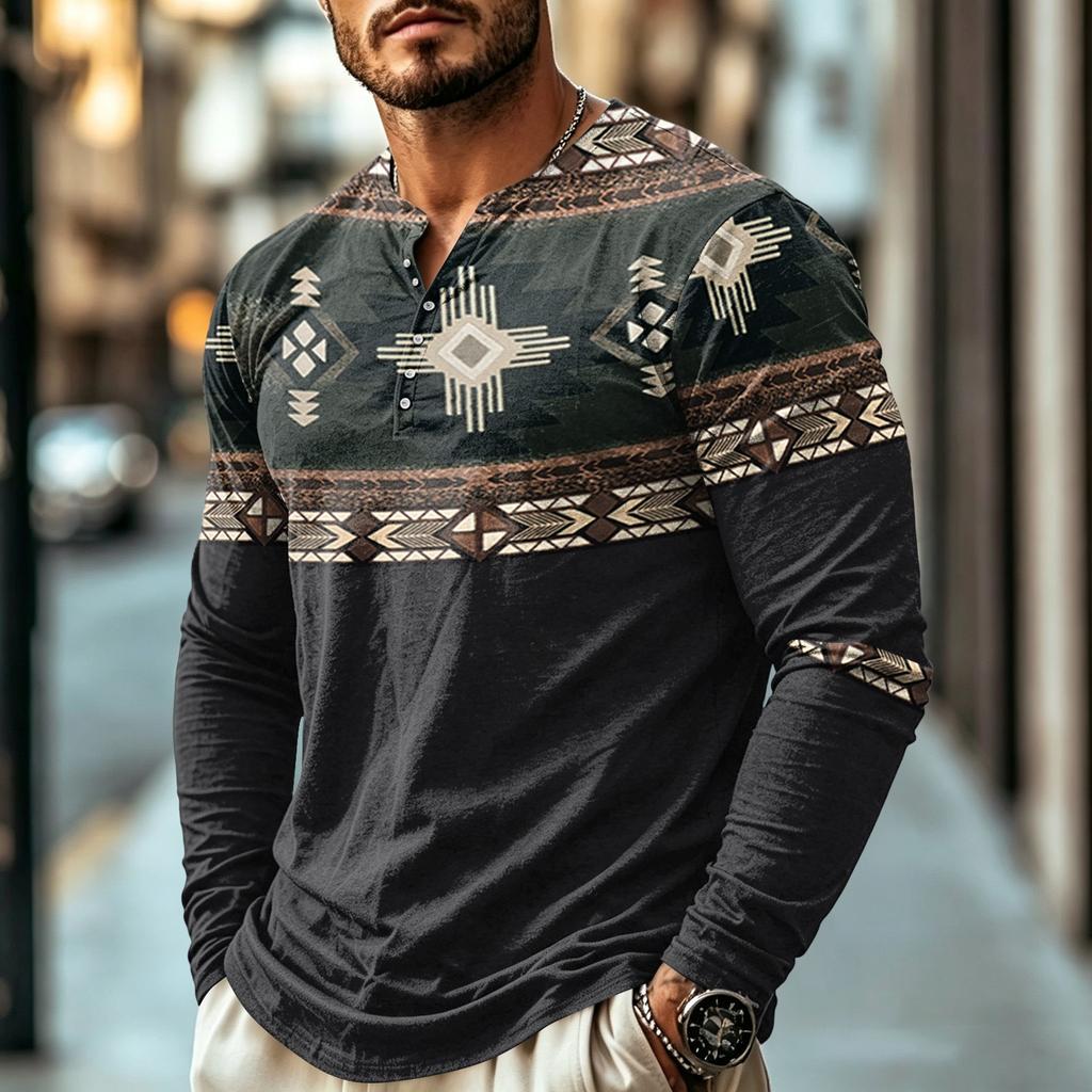 Men's Casual Bohemian Vintage Long Sleeve Shirt