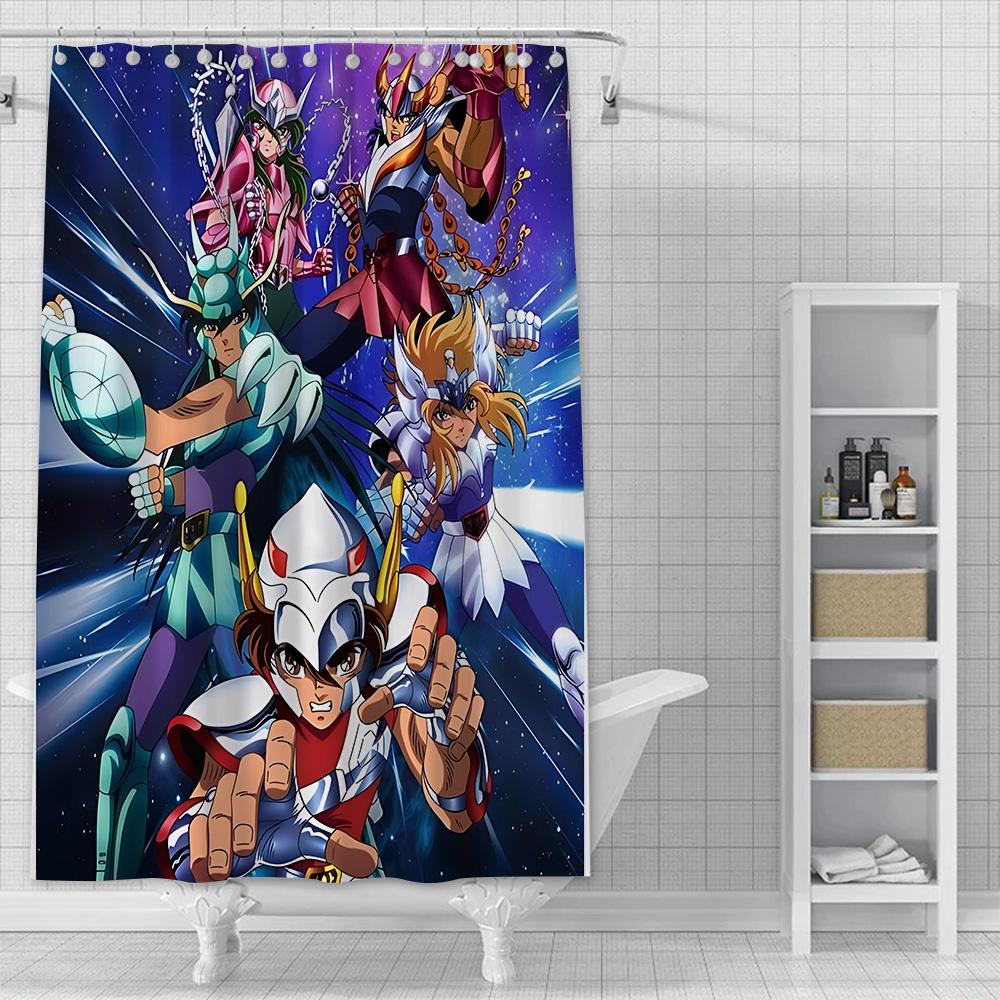 Shower Curtain Waterproof Polyester Fabric Paint Colorful Bath Curtains Saint Seiya Hyoga Shiryus Home Bathroom Decor With Hook