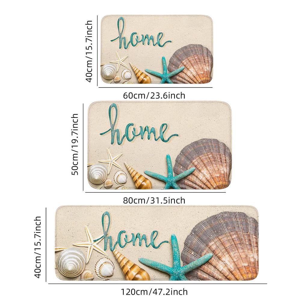 1 piece of wave beach shell conch-themed door mat, easy to clean, stain resistant flannel floor mat, suitable for bathroom, livi