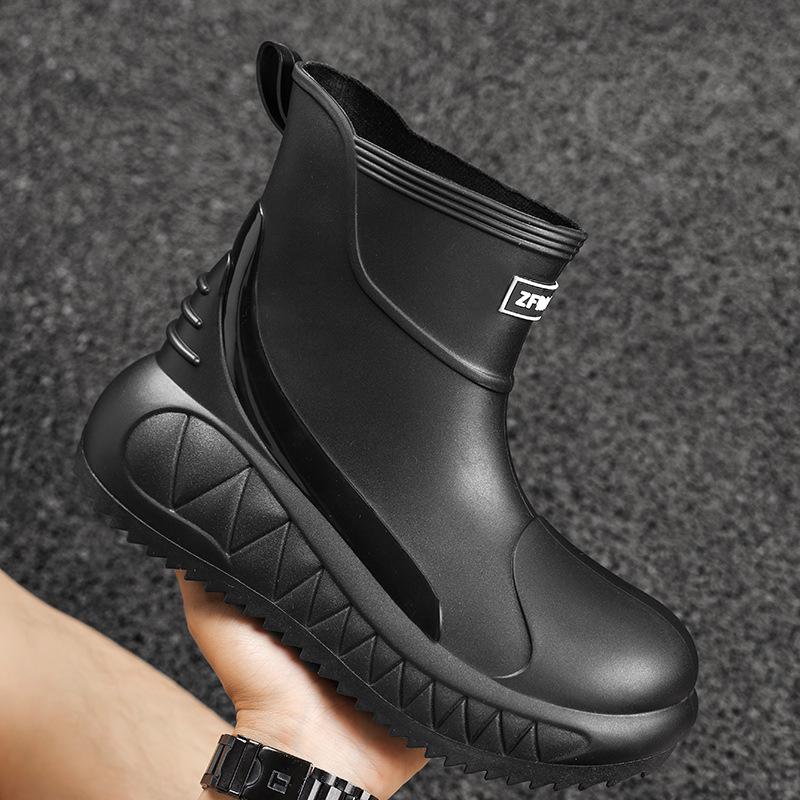 Fashion rain shoes men's outdoor waterproof fishing shoes versatile water shoes non-slip kitchen men's soft-soled comfortable rubber shoes