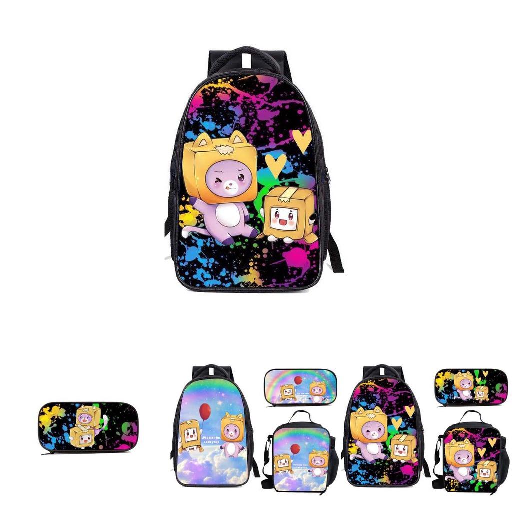 Lankybox Cartoon Lunch Bag Set 3 Piece Shoulder Backpack Package