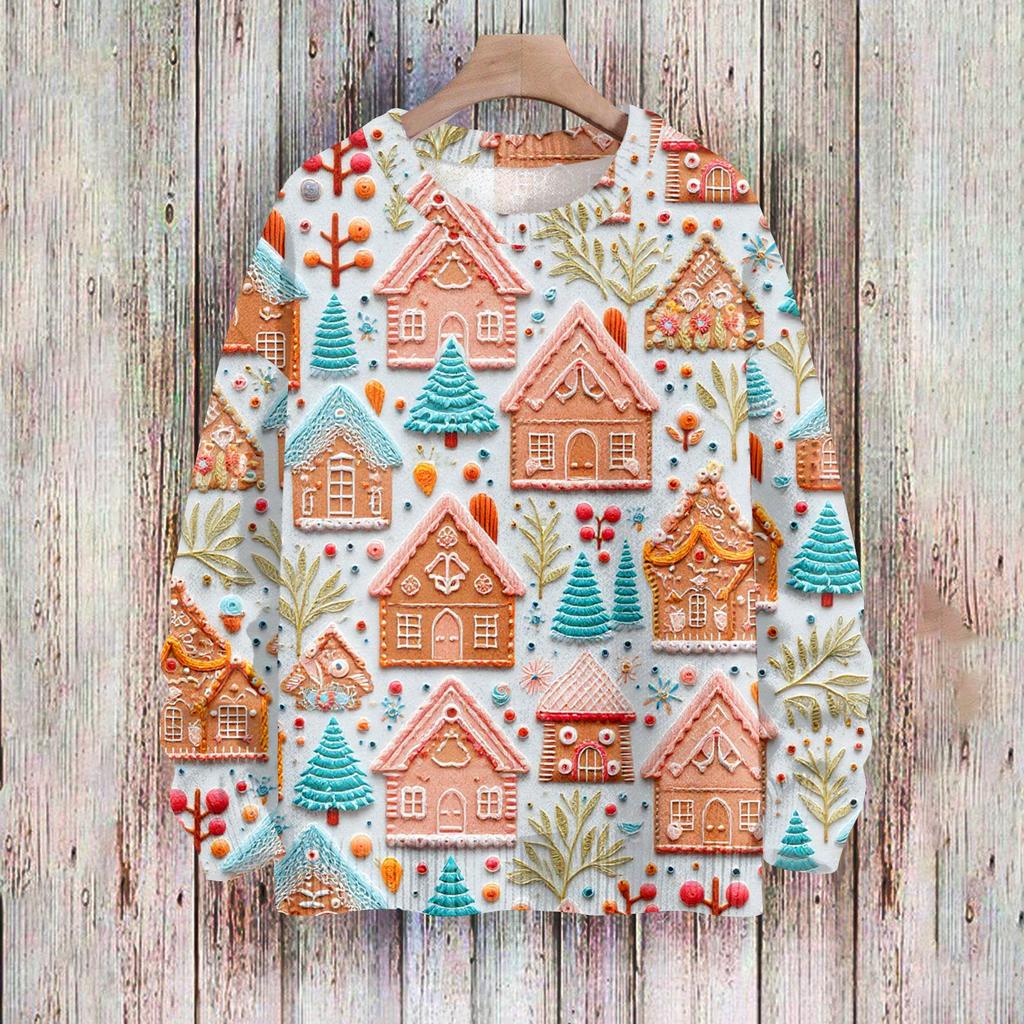 Weihnachts-Sweatshirts für Damen, Strickpullover, süßes Hemd, Herbst, Rundhalsausschnitt, Pullover, Tops