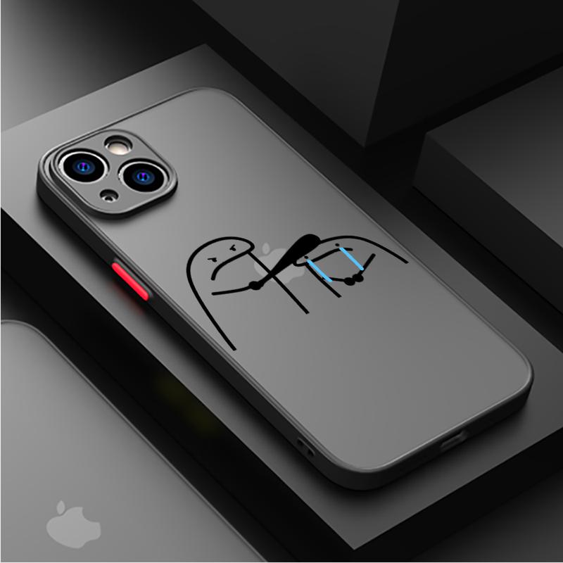 Lustiger Cartoon-Mann Coole Hülle Für Apple iPhone 15 11 14 13 12 Pro 7 XR X XS Max 8 Plus 6 6S SE 2022 15Pro Schwarz Matt Handy Hülle