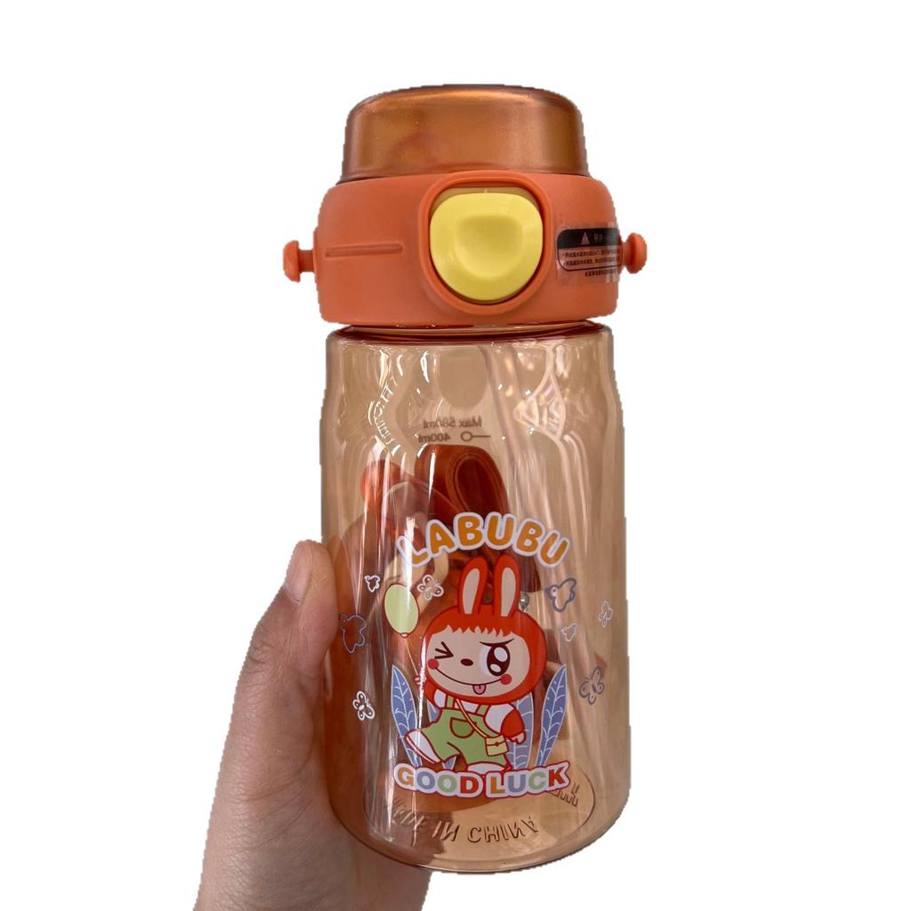 Water bottle cute cartoon straw cup portable leak-proof student children outdoor school high temperature food grade plastic cup drop