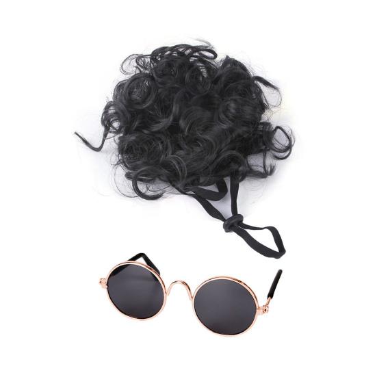 

1 Набор Парик и Очки для Кошки Смешной Костюм для Питомца Регулируемый Парик для Питомца Большие Волосы Фото Реквизит Наряд для Кошек и Маленьких Собак Праздничная Вечеринка Косплей E