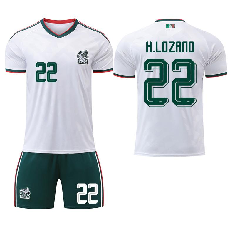 2526 World Cup Mexico Away Football Jersey No. 14 Jersey, White 9 Raul 22 Lozeno Correct Set