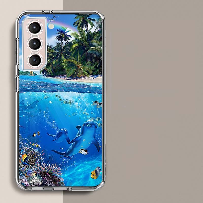 Deep sea turtle dolphin landscape Phone Case For Galaxy A14 A24 A34 A54 Samsung A02S A12 A22 A32 A42 A52 A72 A13 A33 A53 5G A03