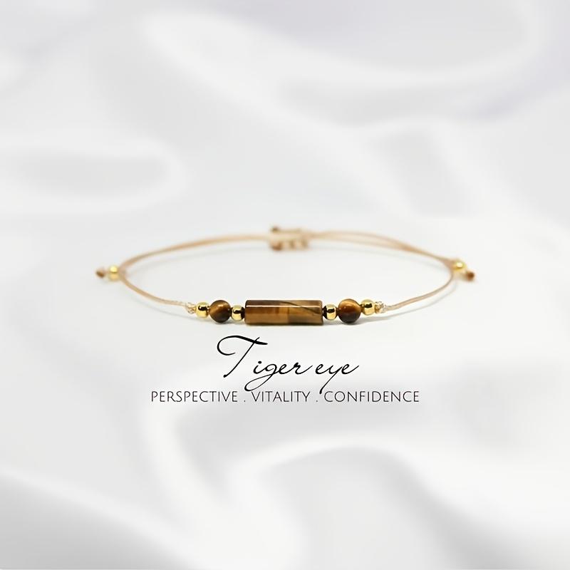 Brățară minimalistă elegantă, handmade, cu nod reglabil, cu Ochi de Tigru natural, perfectă pentru prieteni, familie, parteneri