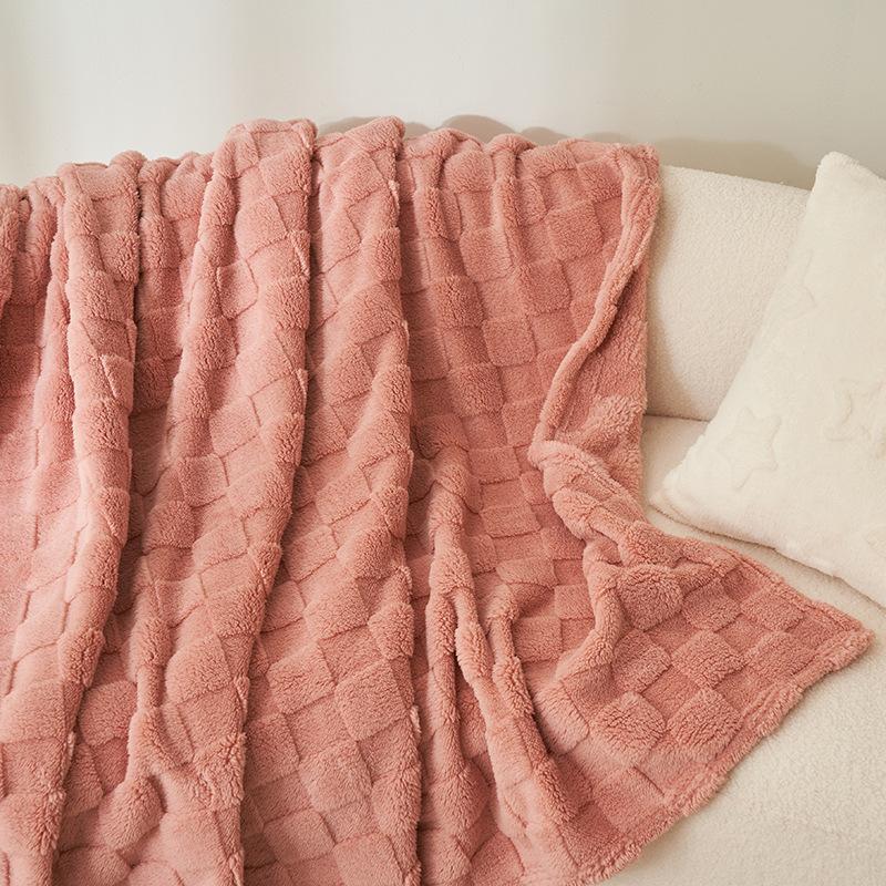 Class A Milk Fleece Blanket Office Nap Blanket Small Blanket Sofa Throw Flannel Waffle Weave Lightweight Air-Conditioning Blanket