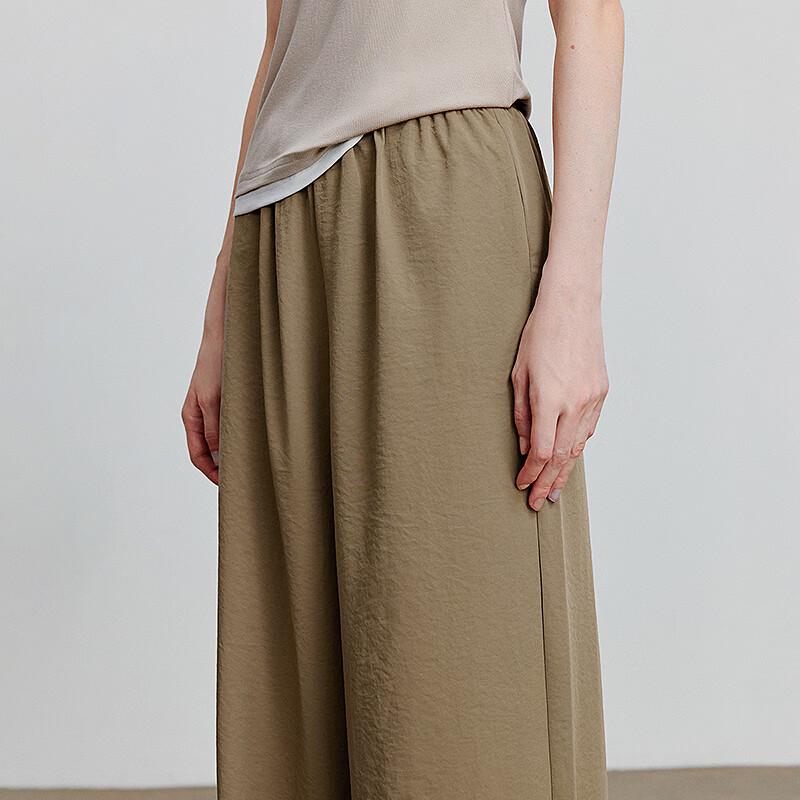 Chuyu Women's Textured Elastic Waist Wide-Leg Casual Pants