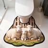 Non-slip Bathroom Floor Rug Sheep Pattern Bath Mat Practical Toilet U-shaped Mat  Bathroom