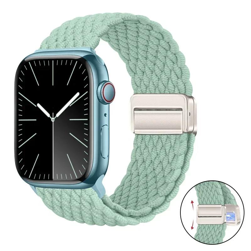 Magnetic Braided Loop Strap For Apple Watch Band 45mm 41mm 44mm 42mm 46mm Ultra 3 49mm Nylon Bracelet iWatch 11 10 9 8 7 6 5 SE
