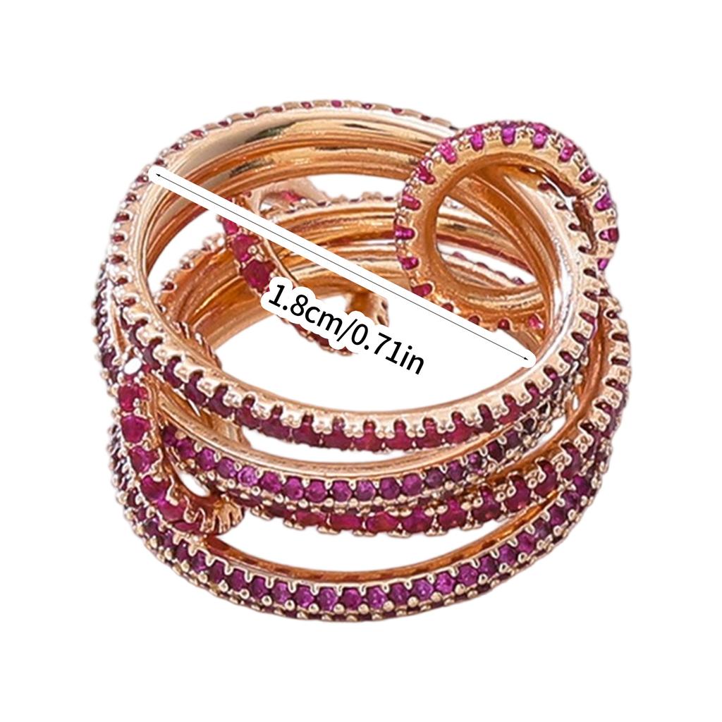 Stackable Rose Gold Plated Rings For Women With Colorful Cubic Zirconia Handmade Mixed Metal Jewelry For Party Wear