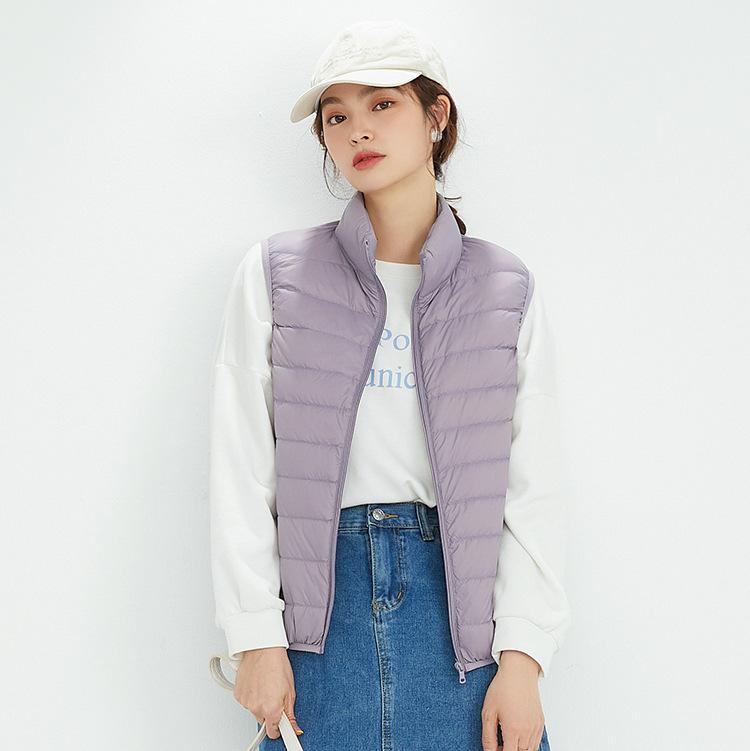 Autumn and Winter New Stand-up Collar Sleeveless Light Down Jacket Women's Short Large-size Jacket White Duck Down Tide