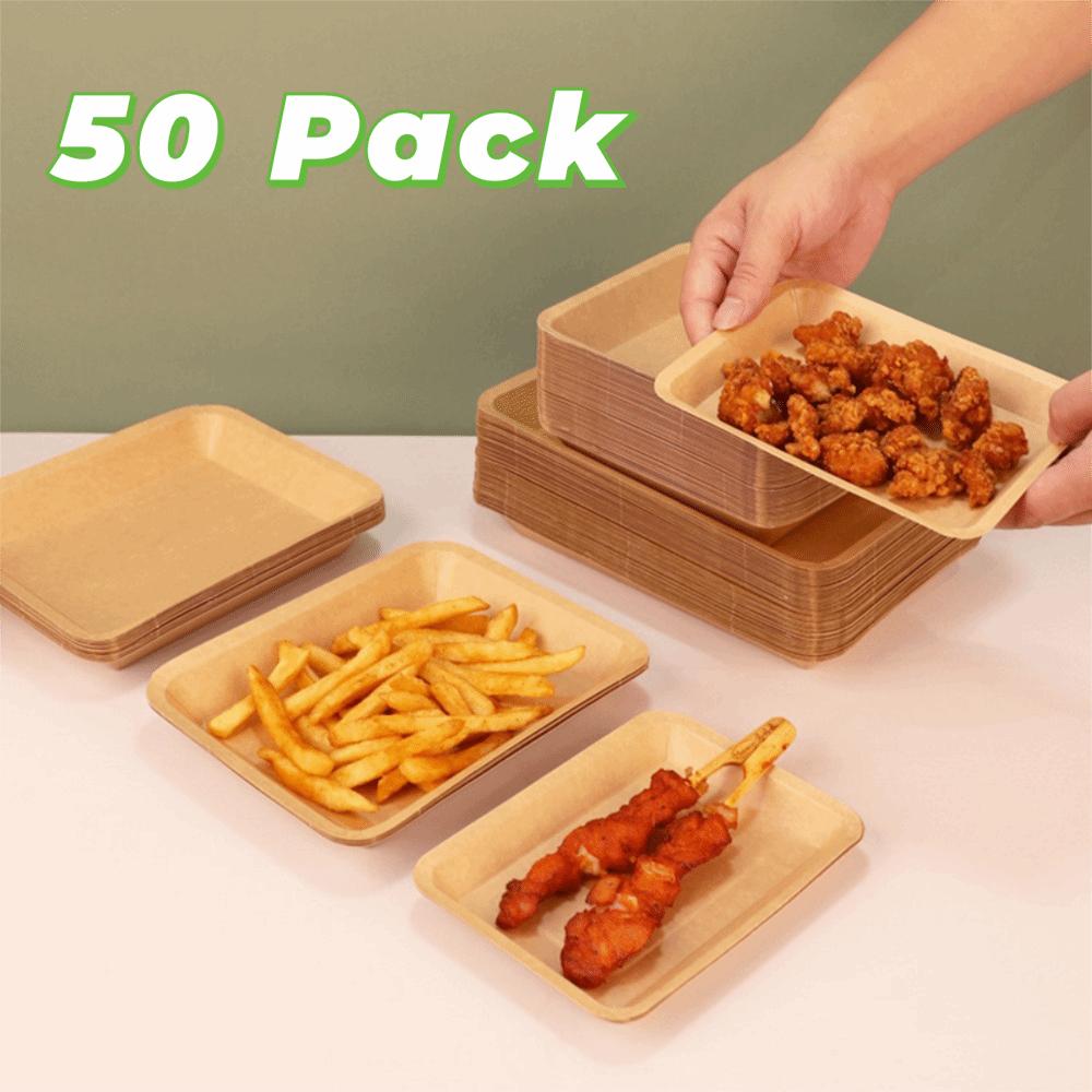 50PCS Waterproof Disposable Kraft Paper Food Plate Thickened Dessert Plate Snack Tray  Fruit