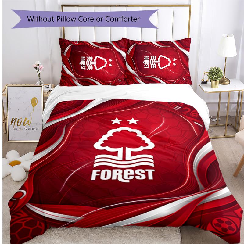 Set Lenzuola Stampato Nottingham Forest Football 3 Pezzi, Comodo Set Copripiumino per Camera da Letto Amico della Pelle