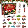 Kinder Feiertags-Countdown-Box 3D-gedruckter Weihnachtskalender, 24-Tage Tierfigurenkalender mit beweglichen Gelenken, Baumdekoration, Geschenk für