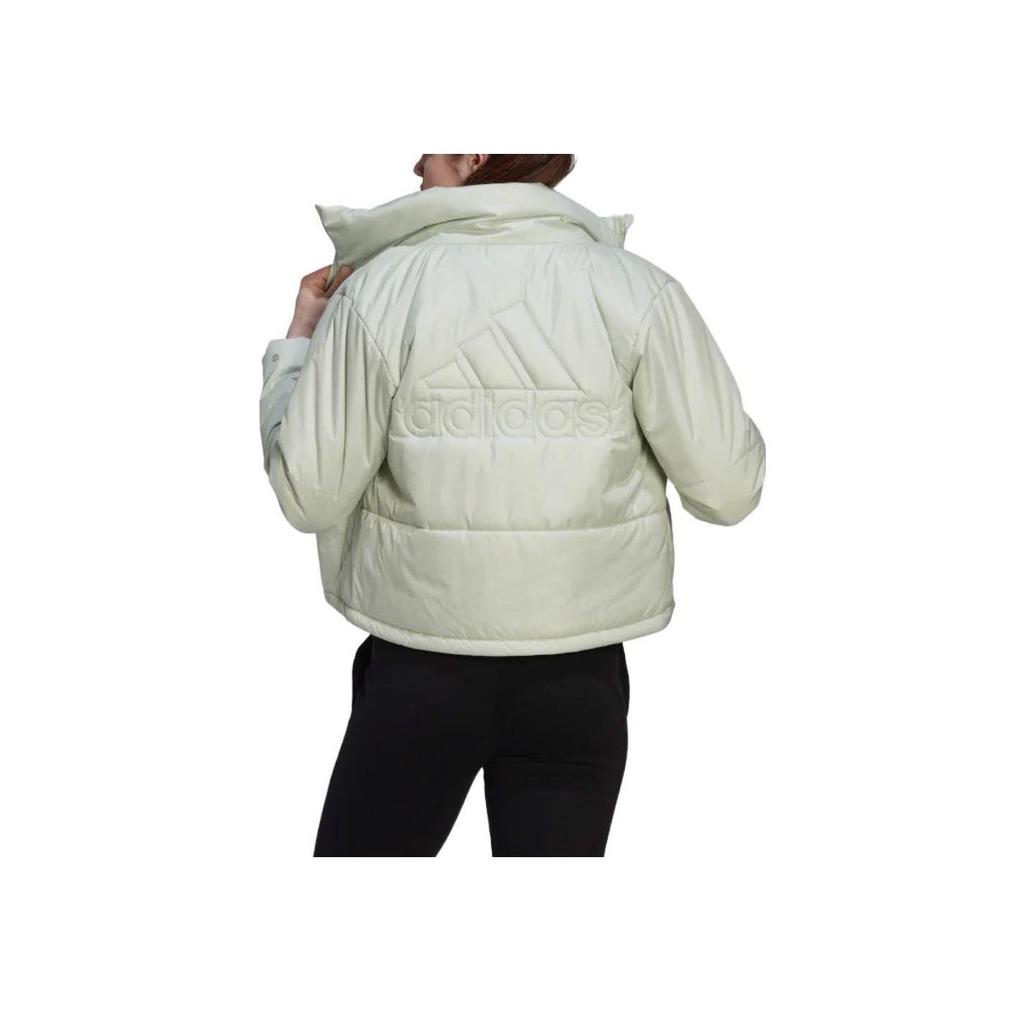 adidas Solid Color Casual Zip Cotton Jacket Women Jackets Linen-Green HG8754