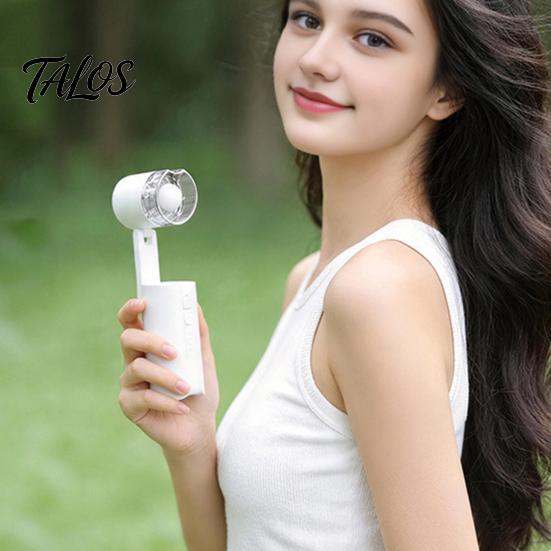 Talos Portable Handheld Fan with Power Bank & Light, Rechargeable Foldable Neck Fan, Large Battery Quiet Operation Desk for Outdoor And Home Use