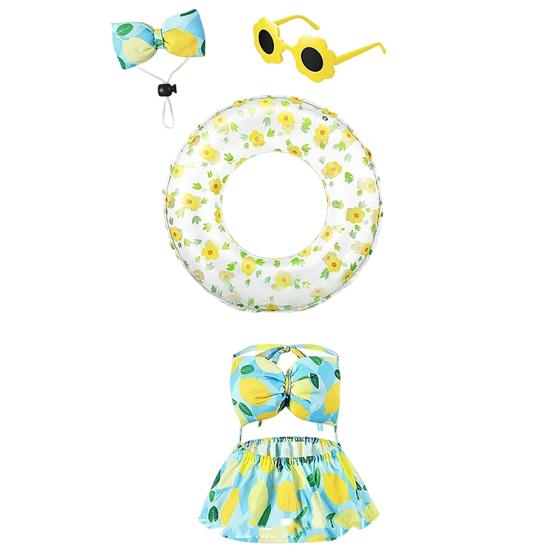 Bikini Porch Goose Outfits, Porch Goose Summer Outfits, Swimsuit with Hat Sunglasses & Swim Ring, Fit 23'' Lawn Goose Statue for Summer Outdoor Garden