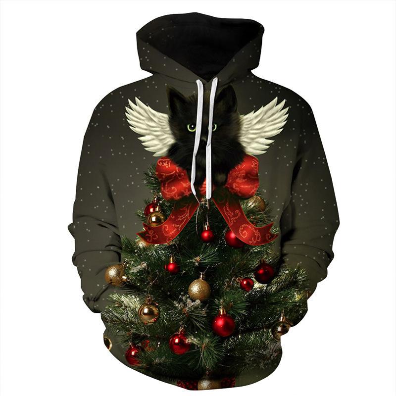 Höst Vinter Stor Julserie Mönster Hoodie Varm Bekväm Herr Julstämning Casual Hoodie