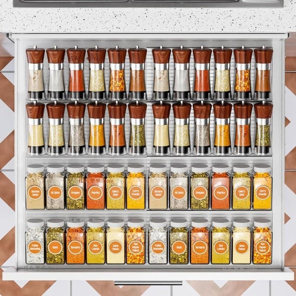 2pcs Drawer Tray Drawer Spice Organizer Stackable Transparent Display Rack  Kitchen