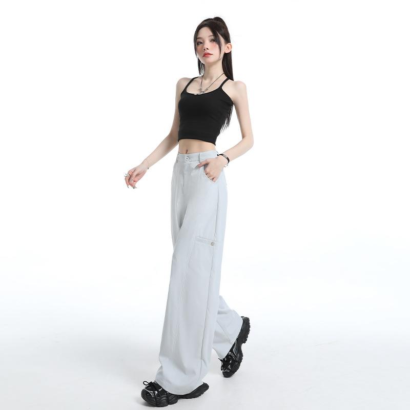 American light gray overalls women's 1116 summer new loose and thin sports quick-drying casual wide-leg pants