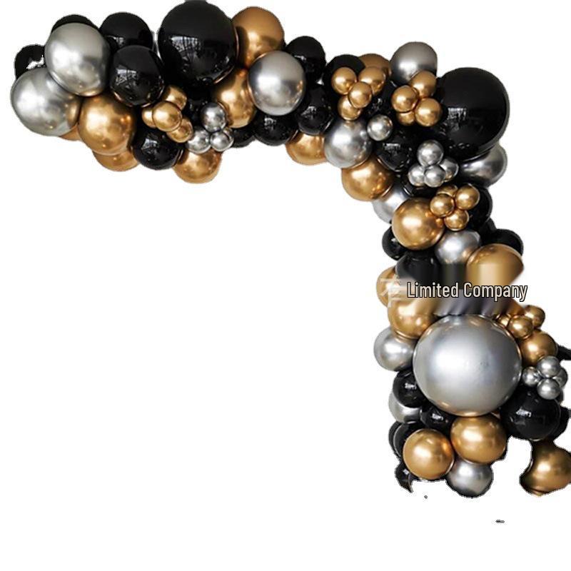 Black & Gold Thickened Balloon Set for Birthday, Wedding & Party Decorations