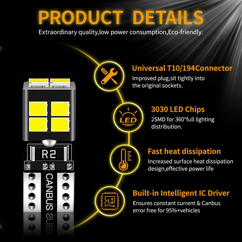 2pcs LED Clearance Light Parking Bulb Lamp W5W T10 194 5W5 C1 C2 C3 C5 C6 C8 C4 LED Side Marker Parking Lights Bulbs CANbus