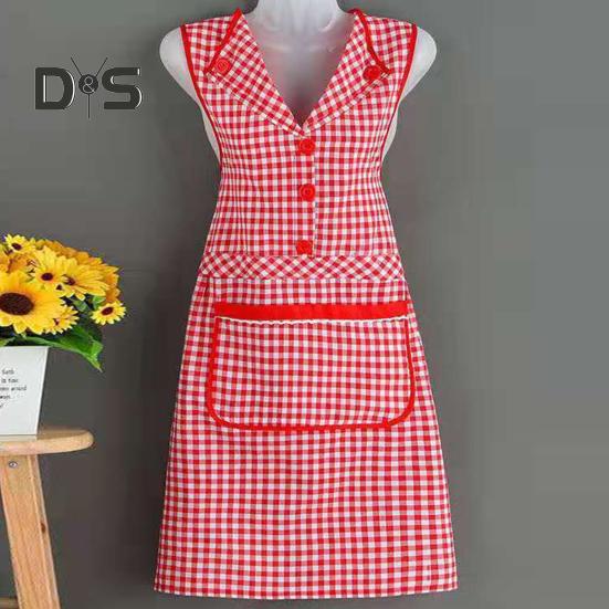 Water-resistant Cooking Bib Tie Back Design Useful Kitchen Apron Anti-greasy Anti-wear Overalls