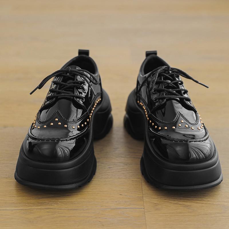 New Casual Leather Men's Slip On Loafers British Lace-Up Daily Oxford Shoes Fashion Designer Outdoor Thick Bottom Shoes