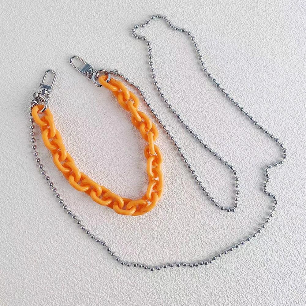 

INS wind new titanium steel Doudou beads acrylic anti-loss portable oblique span hand carry fashion chain mobile phone chain оранжевый