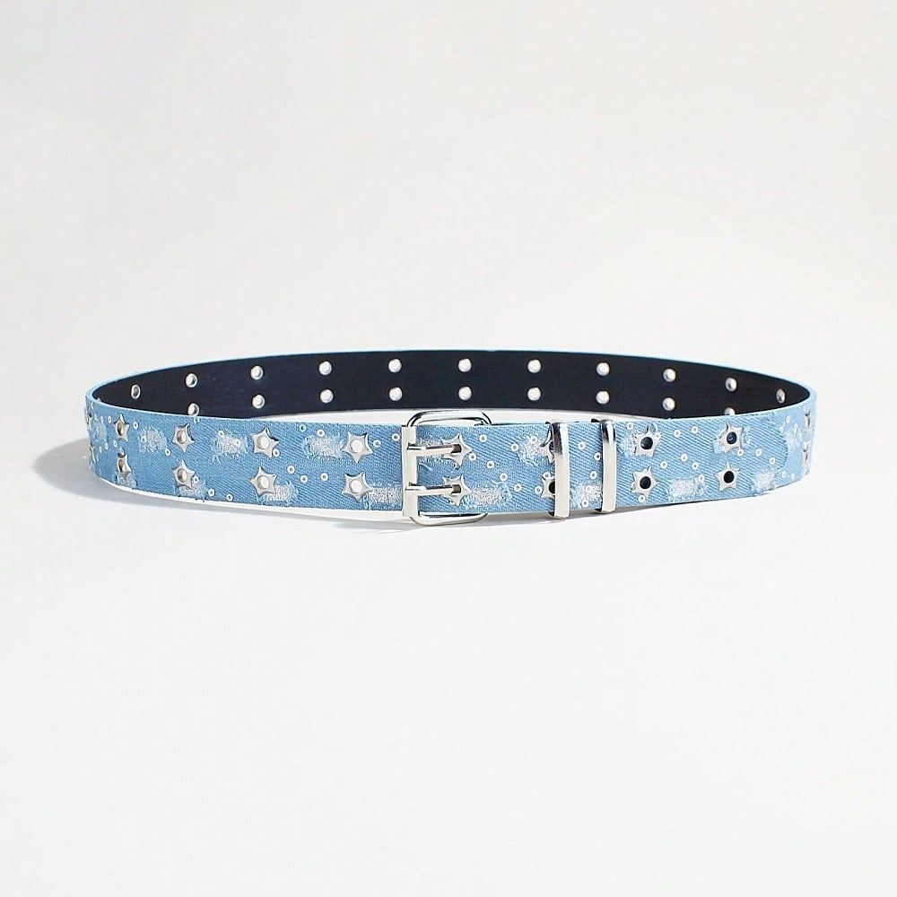 Punk Style Star Double-Breasted Belt, Jeans Fashion Decorative Belt, Belt
