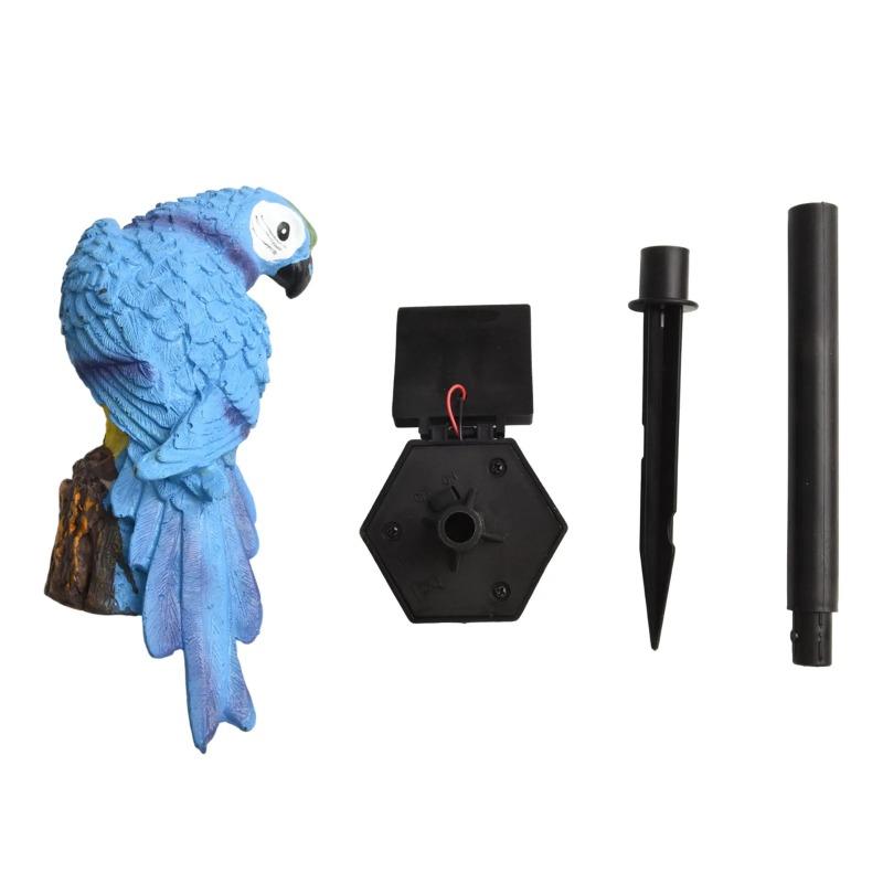 Resin Parrot Solar Lawn Lamp Waterproof Animal Stake Light Outdoor Landscape Decor Lamp Easy Installation for Garden Yard Patio Pathway