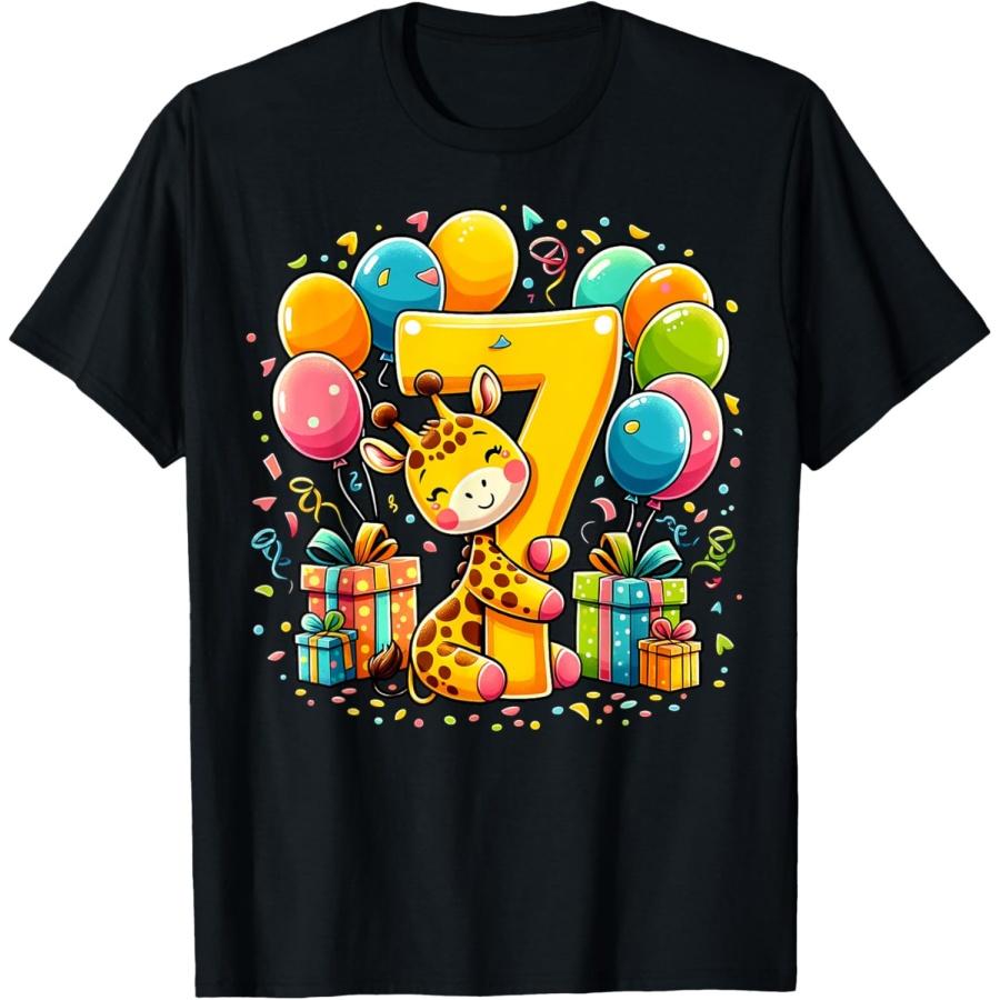 

Giraffe 7th birthday boy girl 7 years seventh seven Giraffe T-Shirt XXXXXL чёрный