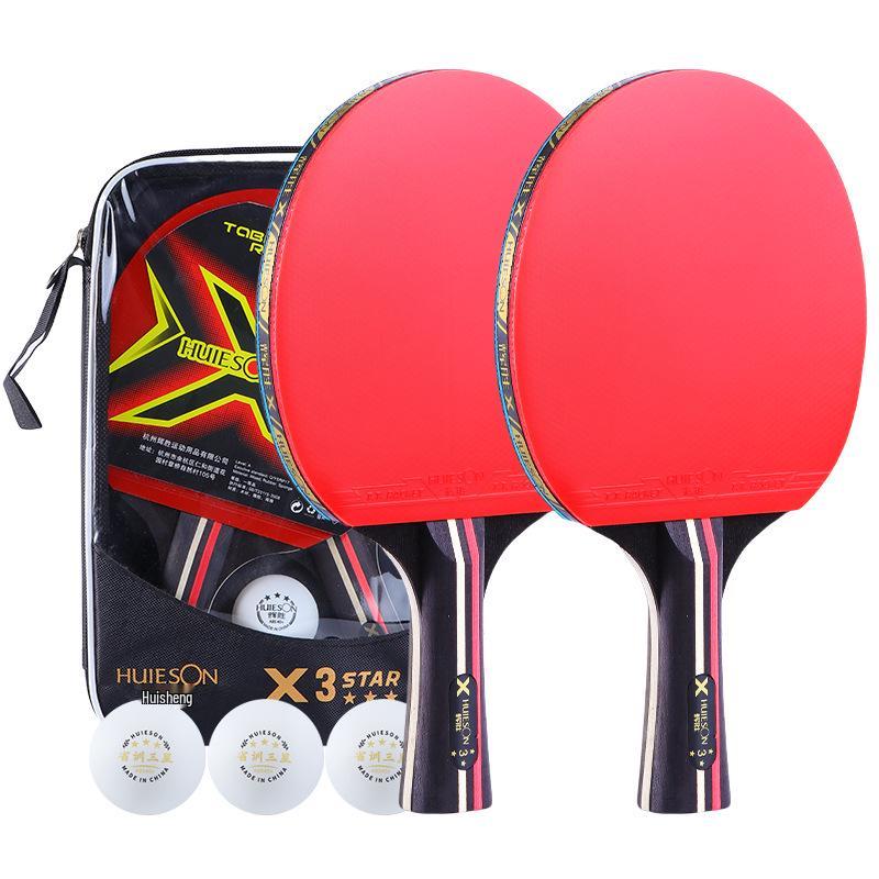 Hui Sheng Six-Star 7-Ply Carbon-Enhanced Table Tennis Racket with Inverted Rubber
