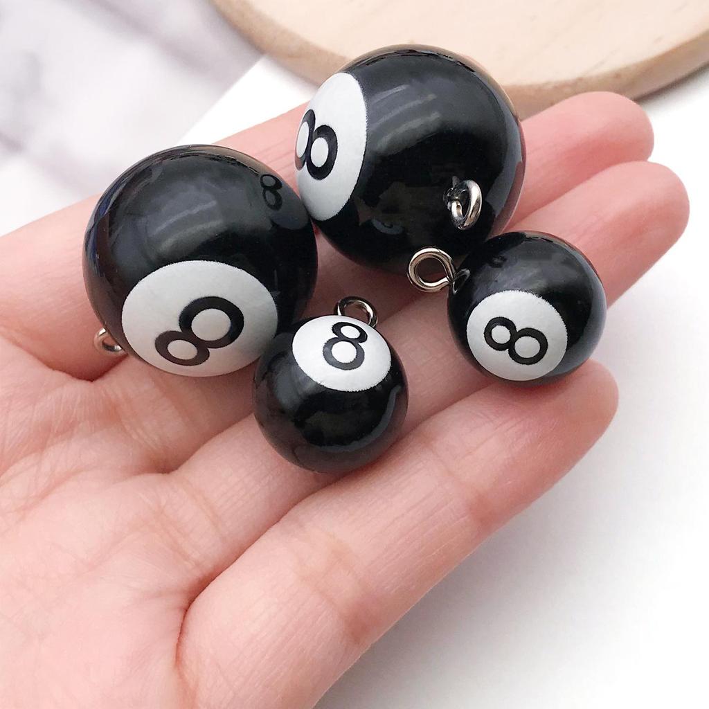 Acrylic Black 8-Ball Pendant Keychain for Bags & Clothing - Billiard Room Ornament & Gift