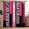 2-pack Rosa Zebrarandiga & Leopardmönstrade Gardiner - Livfulla Ljusfiltrerande Gardiner Enkel Stångficka för Vardagsrum & Festdekor