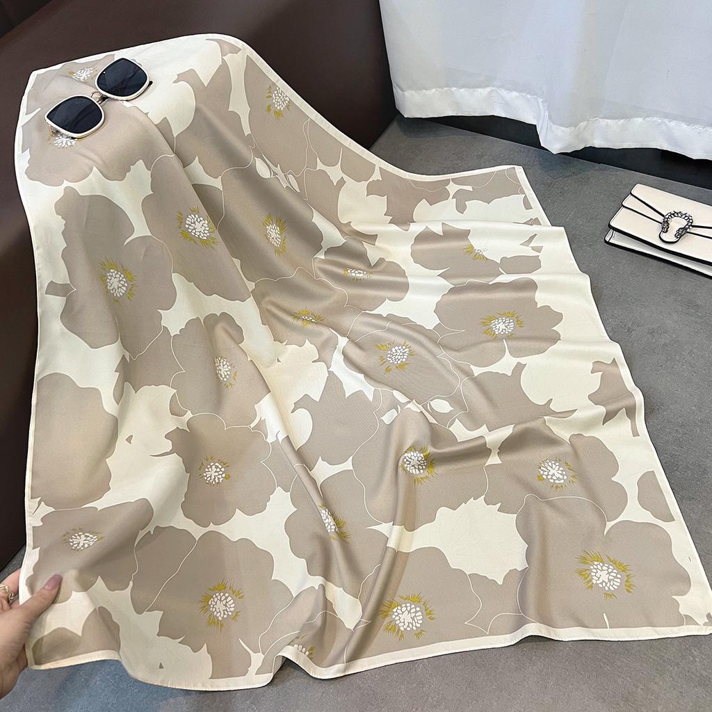 New 91CM large square scarf temperament twill silk scarf women's spring and autumn fashion foreign style shawl scarf decoration