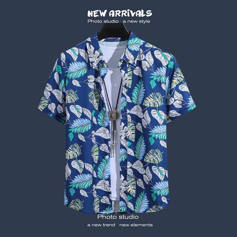 Short-sleeved Floral Shirt Island Suit Beach Suit Hawaiian Style Men Top Plus Size